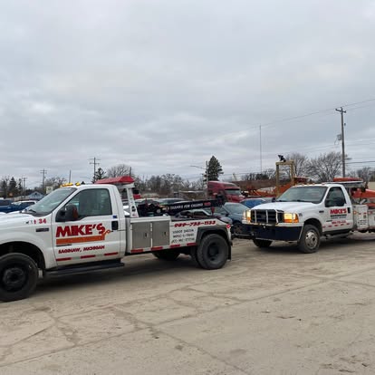 Mike's Wrecker light-duty trucks in the yard