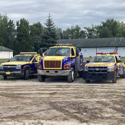 Mike's Wrecker fleet lined up at the yard